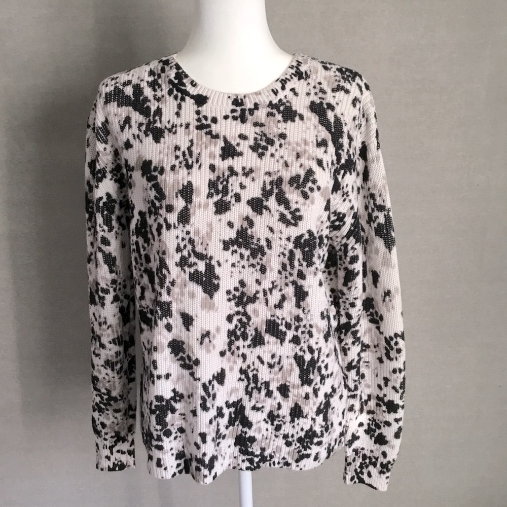 525 America 100% Cotton Cable Knit Animal Print Crew Neck Sweater Small